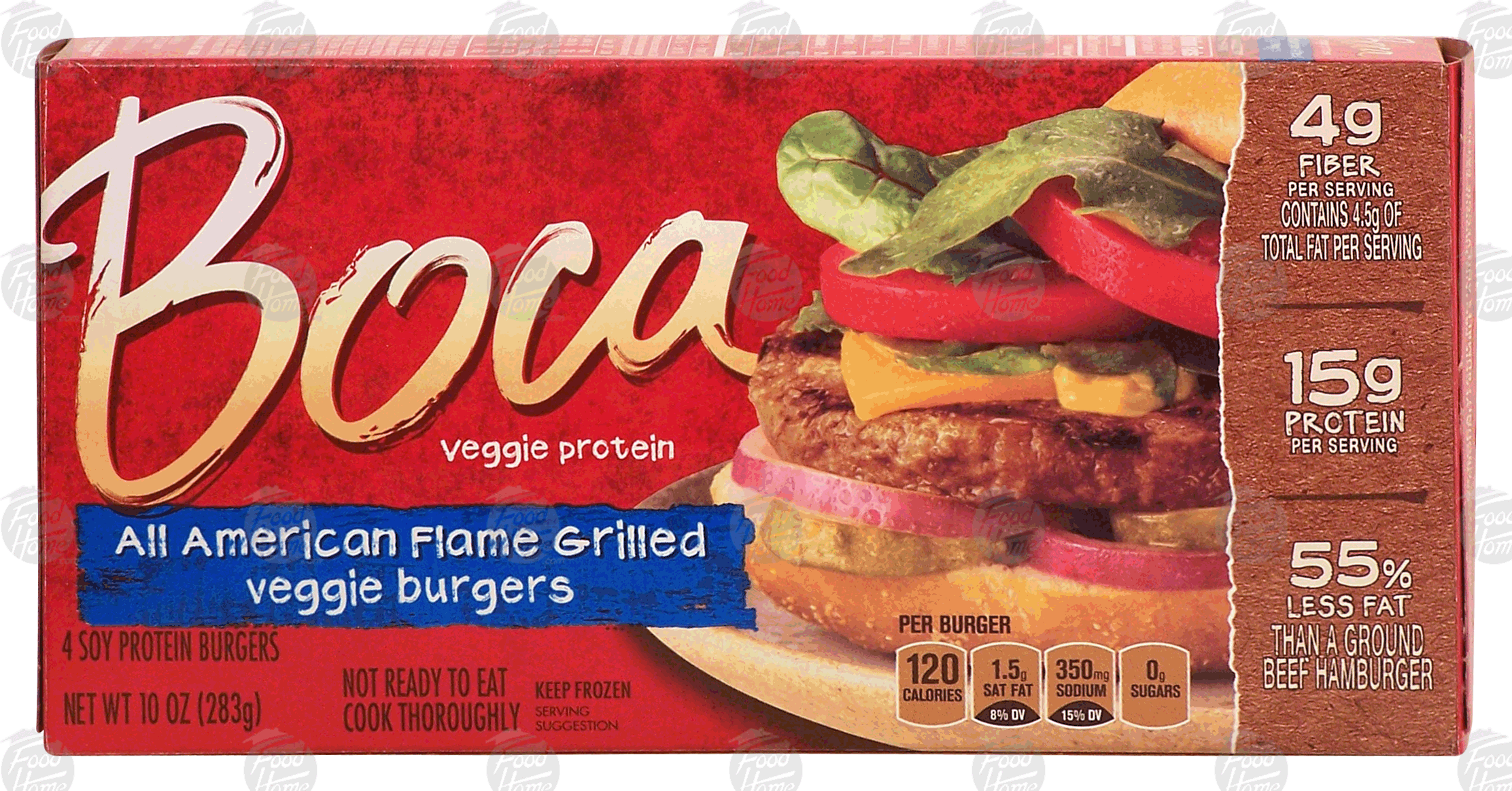 Boca&nbsp;Veggie Protein&nbsp;all american flame grilled veggie burgers, 4 soy protein burgers Full-Size Picture